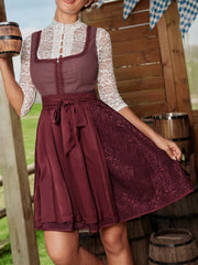 Damen Dirndlkleid mit floralen Details und Spitzenärmel Heidi-Mode