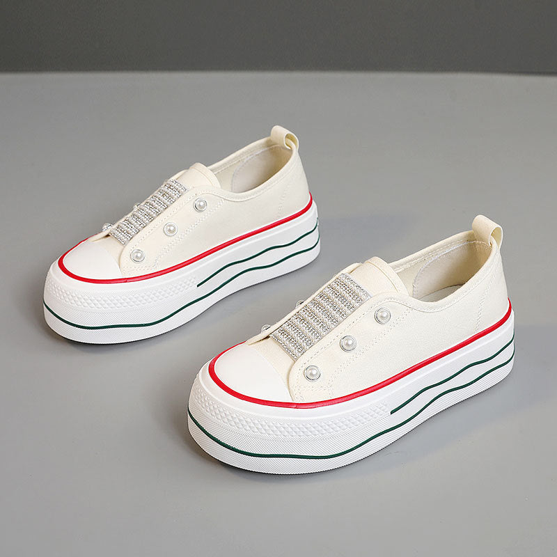 Damen trendige Slip-On Sneakers mit Glitzer-Applikationen