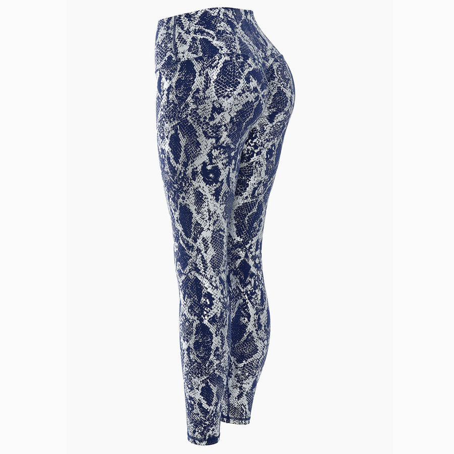 Damen nan hoch taillierte Sportleggings mit formender Kompression und strukturierter Schlangenprägung Drune