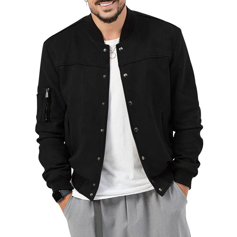 Herren stylische Wildlederjacke mit praktischen Reißverschlusstaschen Aliams