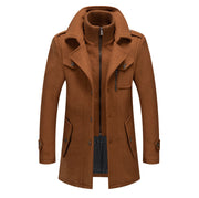 Herren eleganter Wollmantel mit abnehmbarer Kapuze Aliams