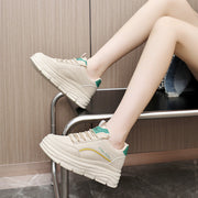 Damen Sportliche Plateau Sneakers mit atmungsaktiver Oberflächenstruktur und dämpfender Laufsohle