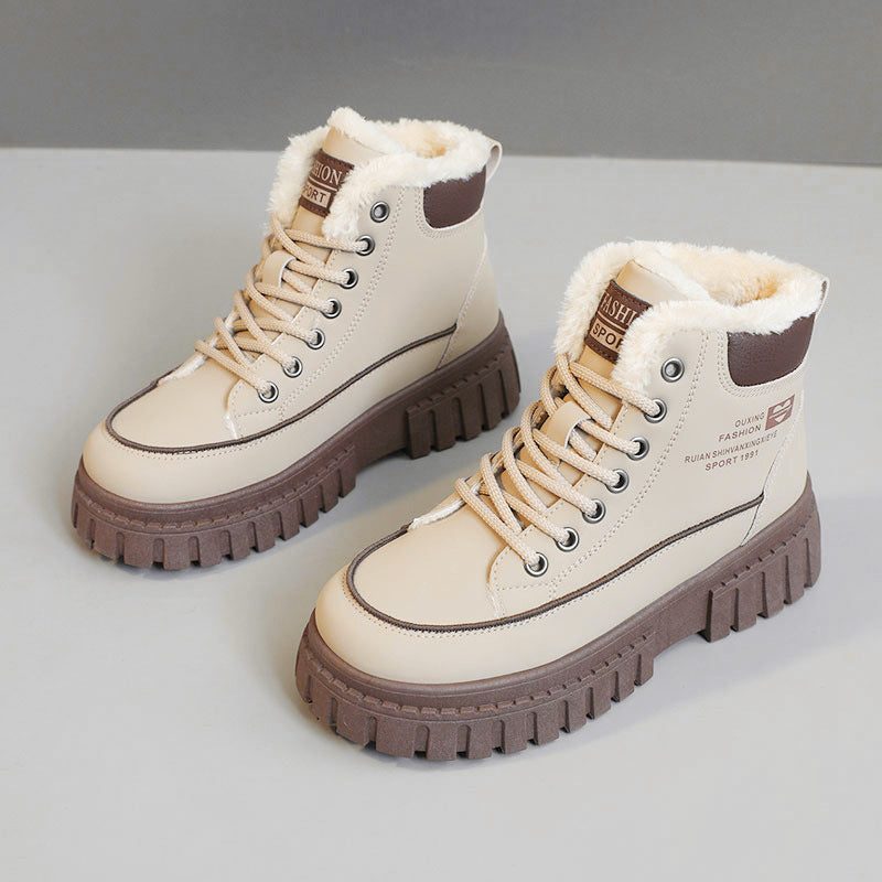 Damen Winterliche High-Top Stiefel mit kuscheligem Innenfutter und robuster Profilsohle