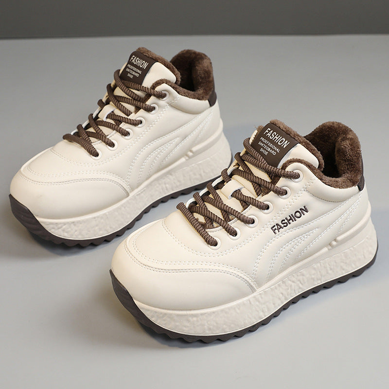 Damen Komfortable Plateau-Sneaker mit warmem Innenfutter
