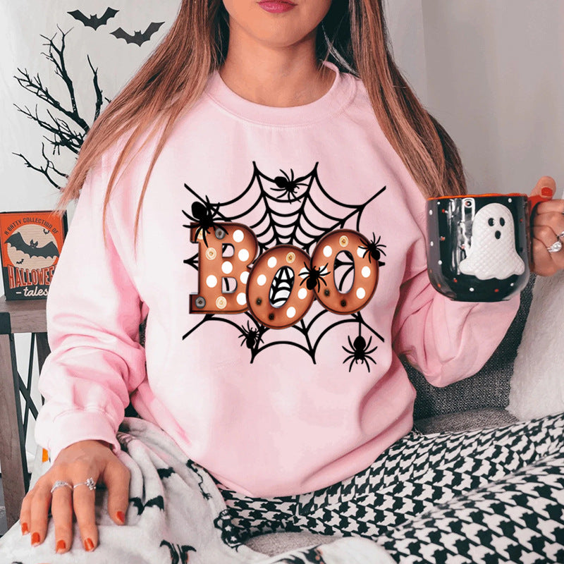 Damen Sweatshirt mit kreativem Halloween-Spinnennetzdesign