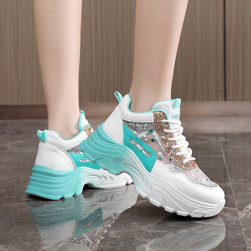 Damen Sportliche Sneakers mit schimmernden Akzenten und bequemer Dämpfung