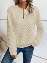 Damen Sweatshirt mit strukturiertem Steppdesign und modischem Ausschnitt