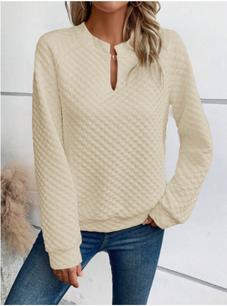 Damen Sweatshirt mit strukturiertem Steppdesign und modischem Ausschnitt