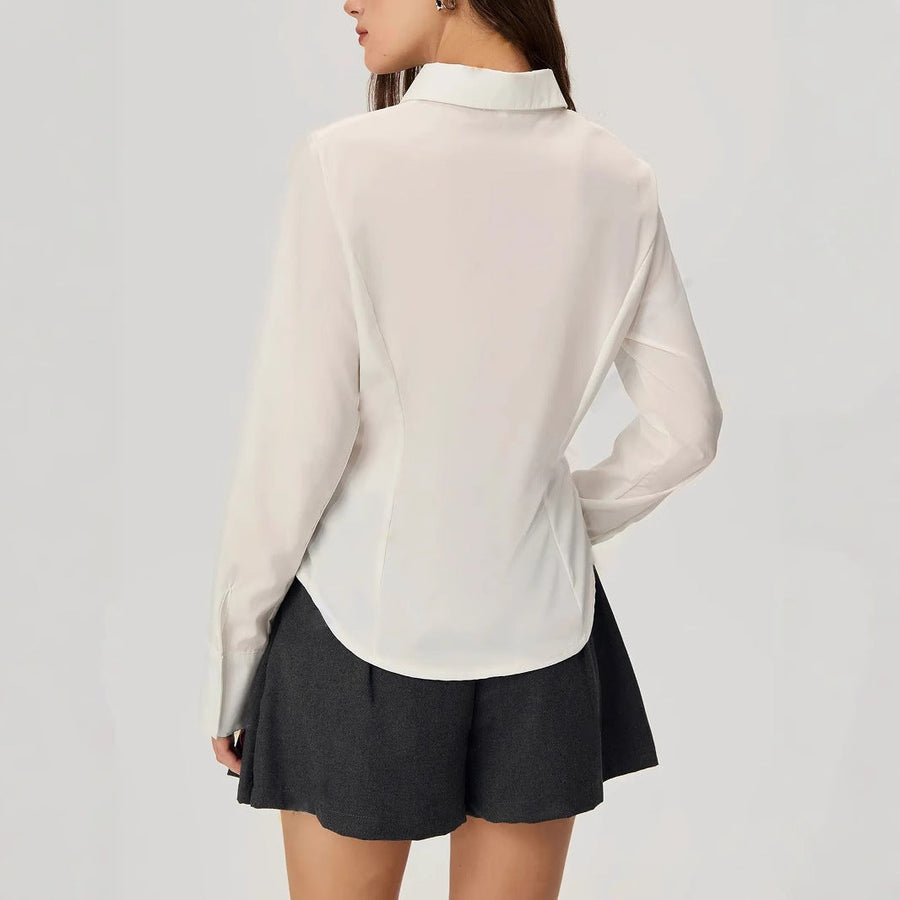 Damen elegante Bluse mit Rüschendetails