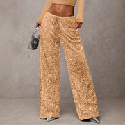 Damen extravagante Palazzohose mit Paillettenbesatz