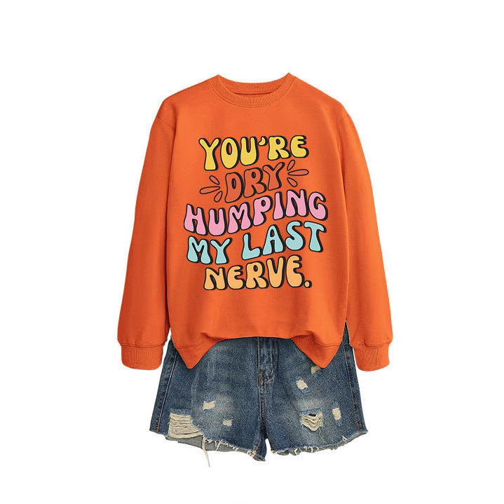 Damen Sweatshirt mit fröhlichem Comic-Slogan und lässigem Schnitt