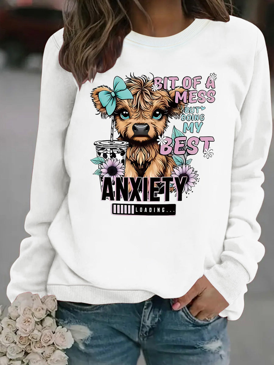 Damen Sweatshirt mit kreativem Hundedesign und inspirierendem Schriftzug