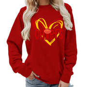 Damen Sweatshirt mit Herzmotiv und kreativen Sportgrafiken