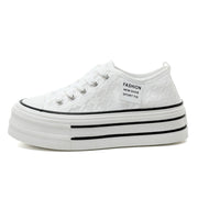 Damen Plateau-Sneaker mit modischem Textil-Obermaterial und rutschfester Sohle