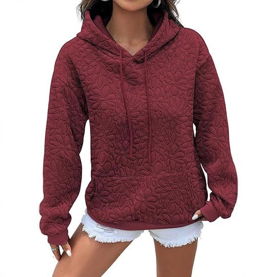 Damen Kapuzenpullover mit floralen Prägungen und großzügiger Passform