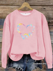 Damen Sweatshirt mit floralem Herzdesign und bequemer Passform
