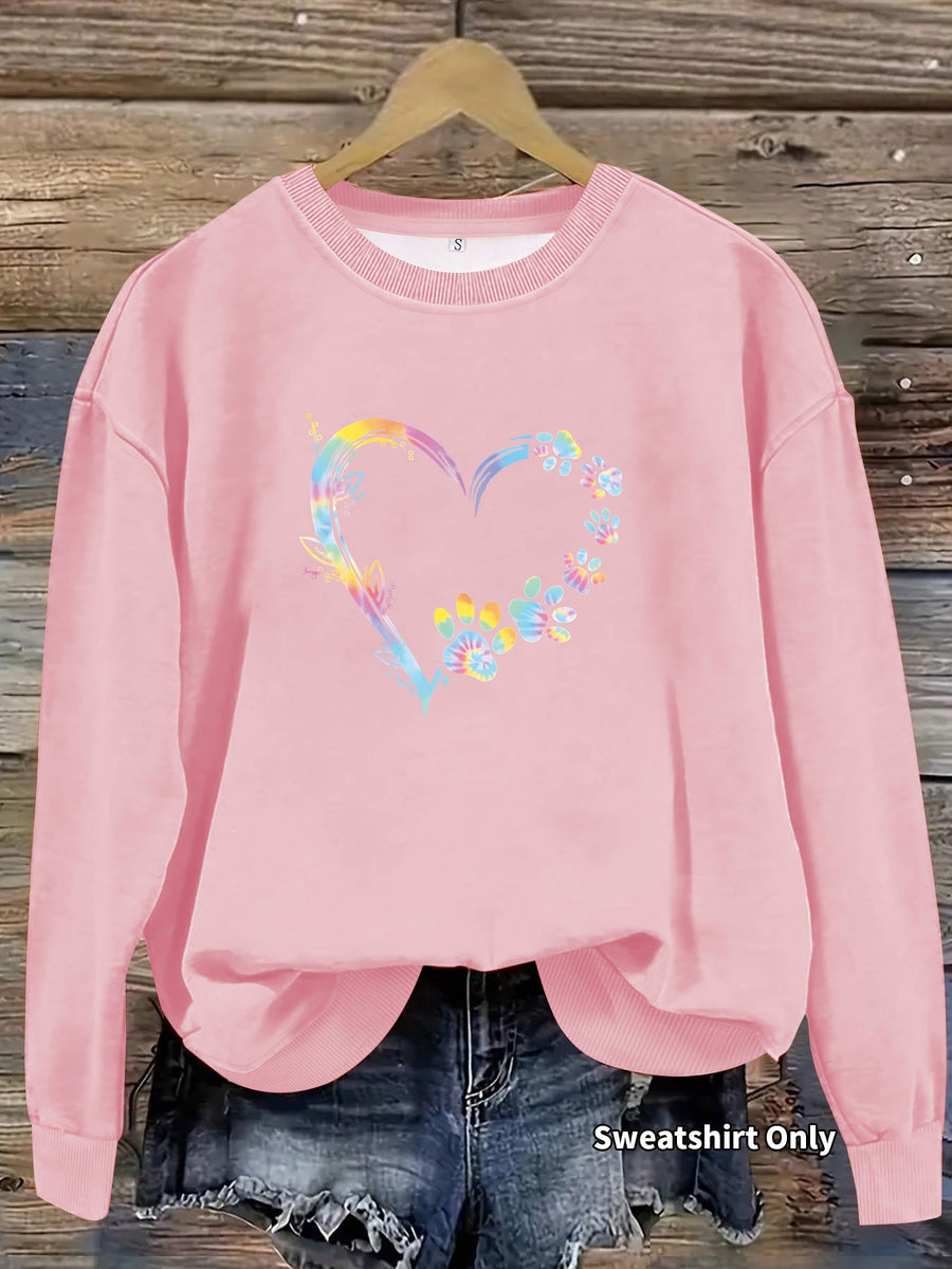 Damen Sweatshirt mit floralem Herzdesign und bequemer Passform