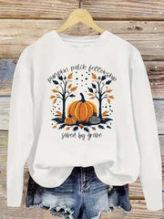 Damen Sweatshirt mit herbstlichem Kürbis-Motiv und lässigem Schnitt
