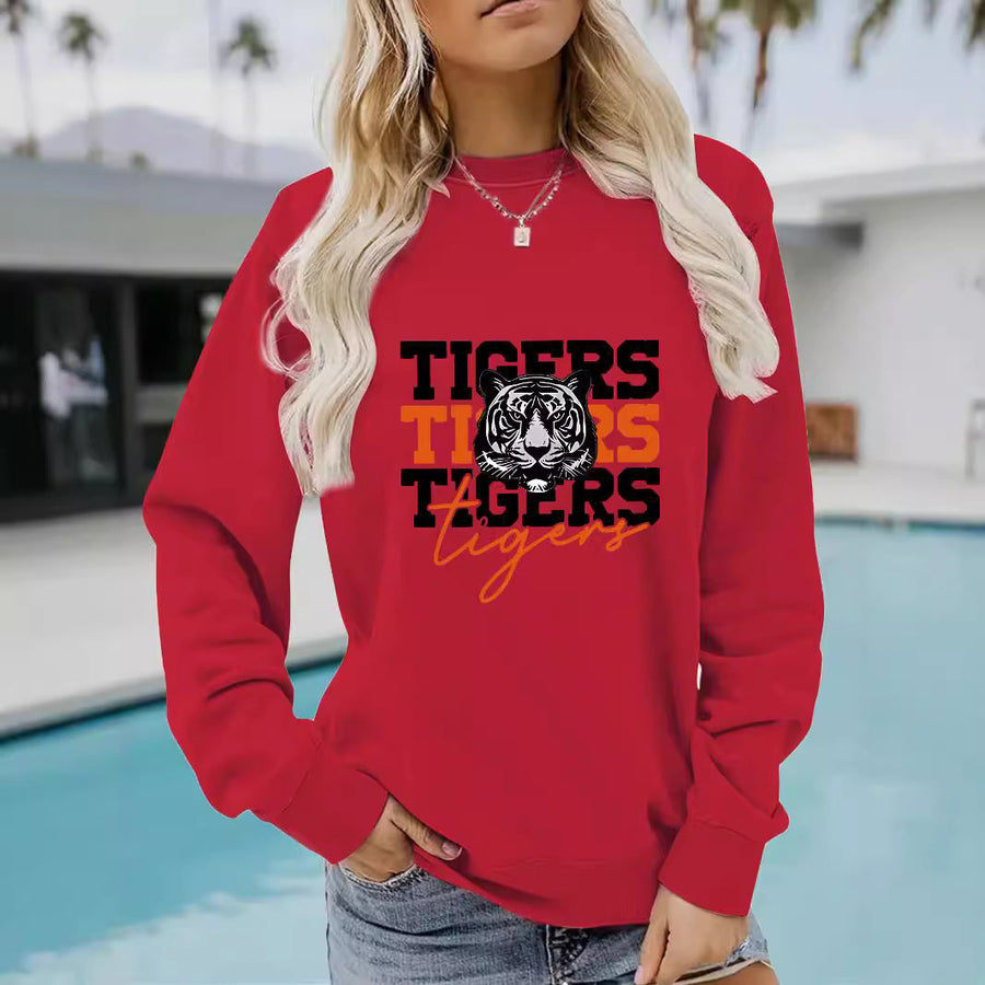 Damen Sweatshirt mit animalistischem Tiger-Design und lässigem Schnitt
