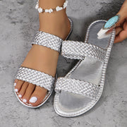Damen Geflochtene Riemchen-Sandalen mit komfortablem Fußbett und rutschfester Sohle Heidi-Mode