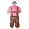 82352【Rotes Oberteil + braune Latzhose + graue Mütze】