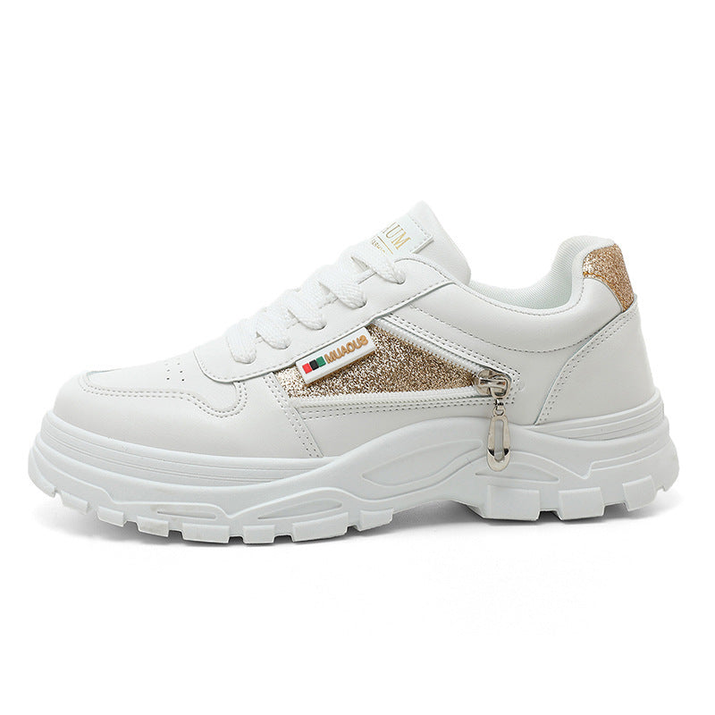 Damen sportliche Sneaker mit modischem Reißverschluss und stoßdämpfender Sohle