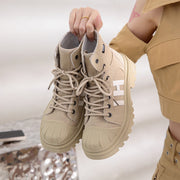 Damen Hochformat Sneaker aus robustem Textil mit trendiger Profilsohle Heidi-Mode
