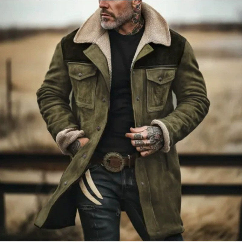 Herren stylische Lammfell-Bomberjacke mit warmem Teddyfell-Futter Aliams