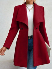Damen eleganter Wollmantel mit modischem Revers und doppelter Knopfleiste