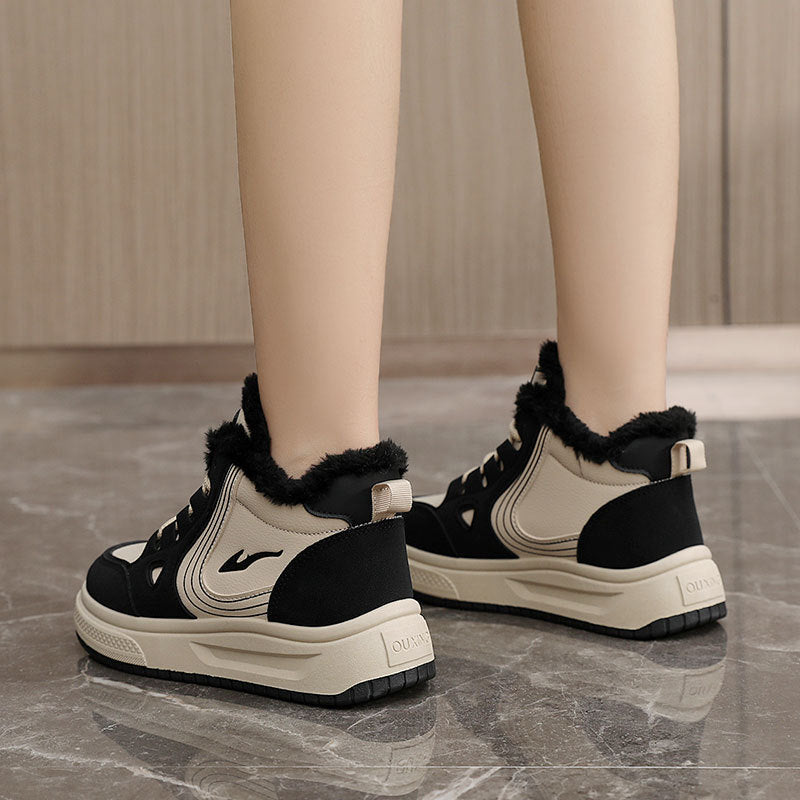 Damen modische High-Top Sneakers mit kuscheligem Fleecefutter und rutschfester Sohle