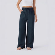 Damen weite Palazzo-Hose mit elastischem Bund und praktischen Taschen