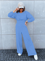 Damen lässiger Jumpsuit mit weitem Bein und praktischer Kapuze