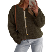 Damen Kuschelige Fleecejacke mit Knopfdetail und Oversized-Schnitt