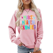 Damen Sweatshirt mit buntem Motiv und verspieltem Schriftzug