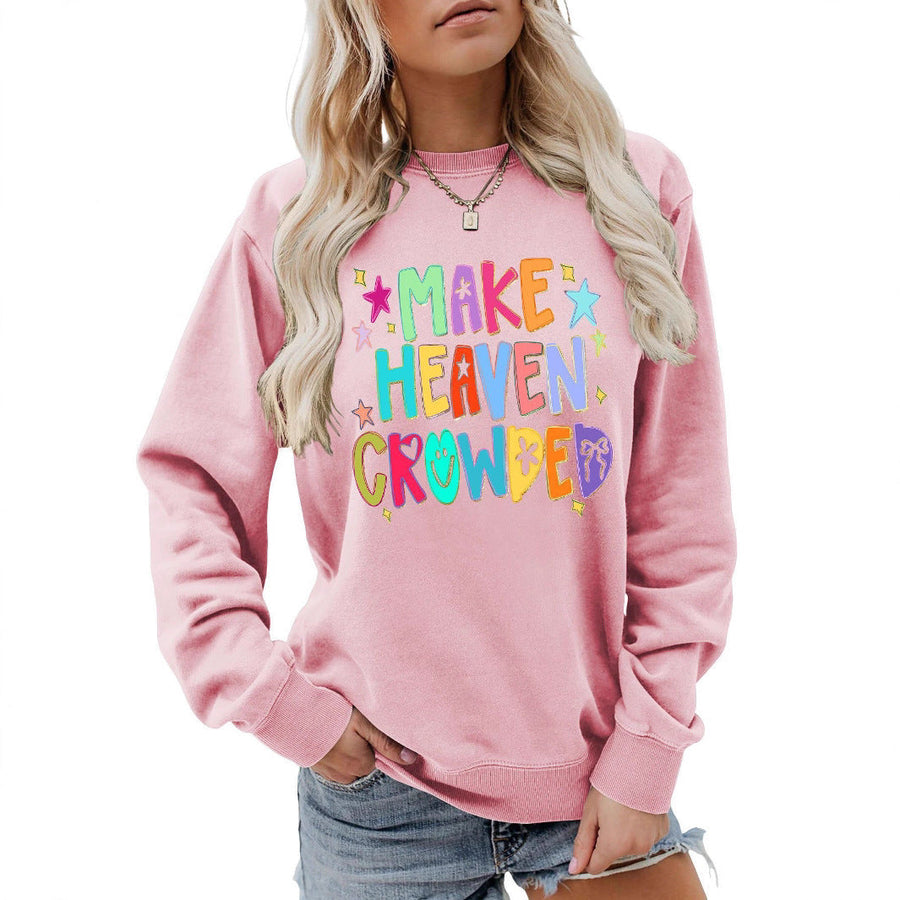 Damen Sweatshirt mit buntem Motiv und verspieltem Schriftzug