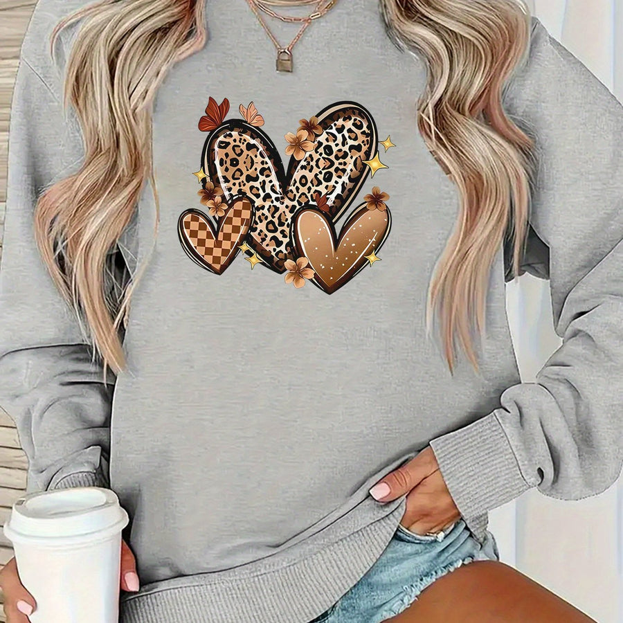 Damen Sweatshirt mit attraktiven Herzmotiven