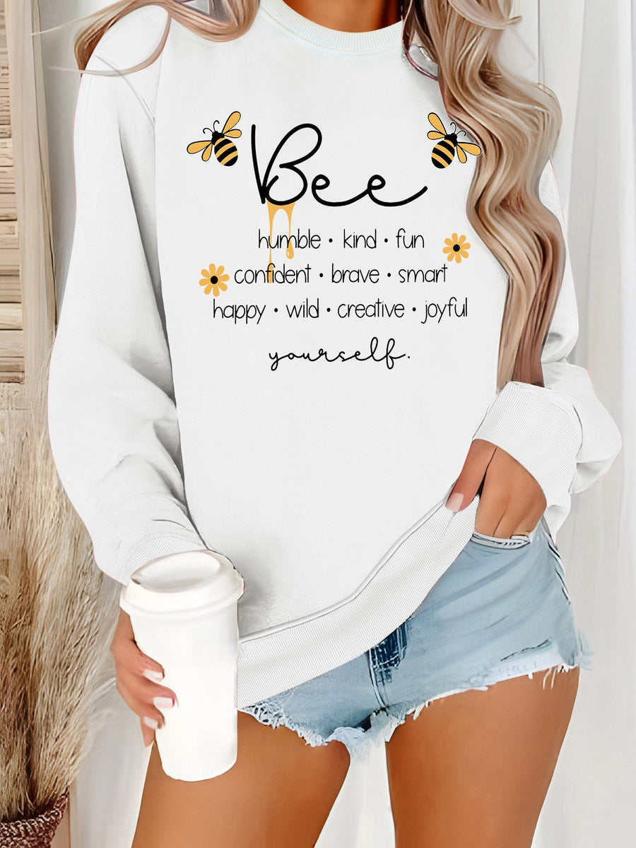 Damen Sweatshirt mit inspirierendem Bienenmotiv und positiven Affirmationen
