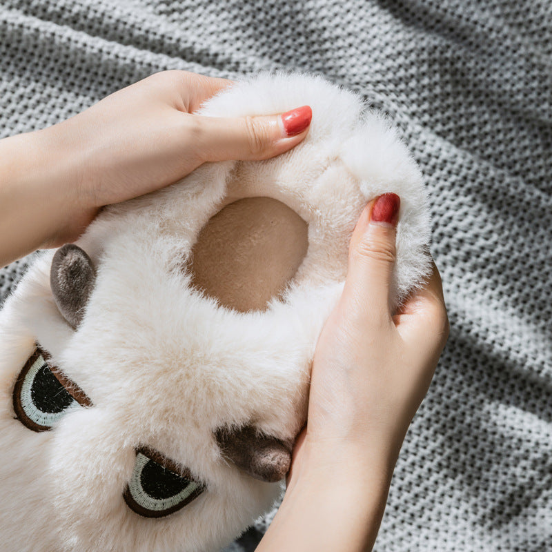 Damen Hausschuhe mit tierischem Motiv und weichem Fleece-Innenfutter