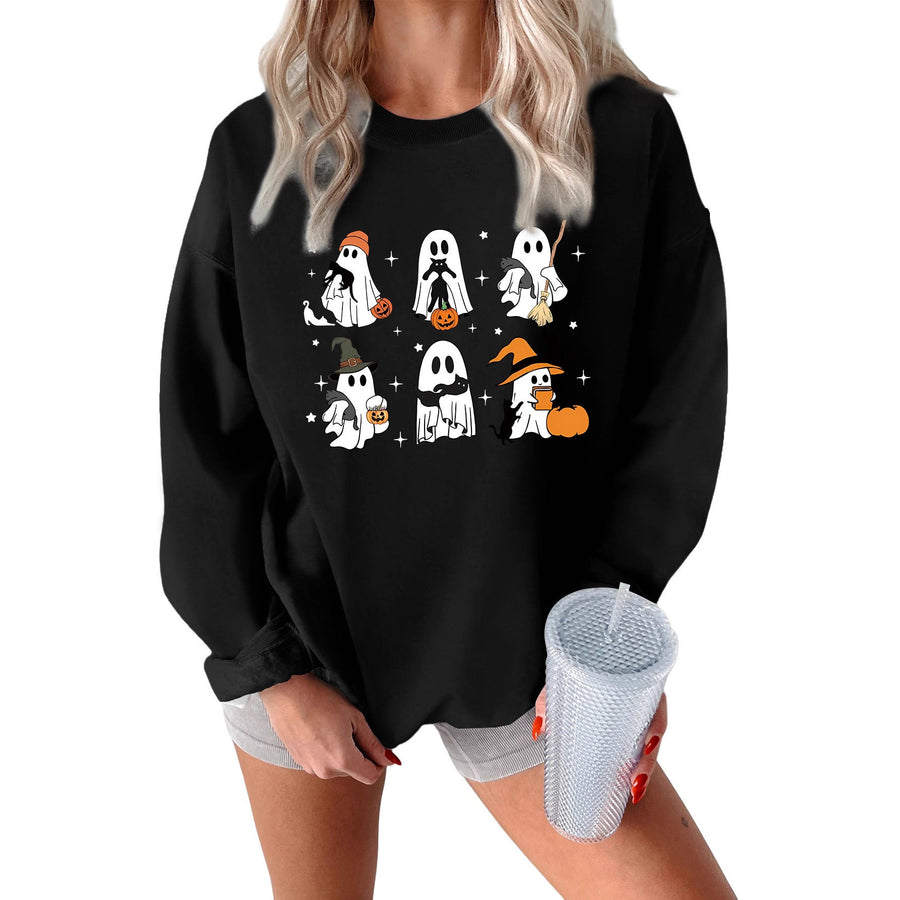 Damen Sweatshirt mit kreativem Gruselmotiv