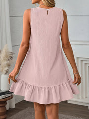 Damen lässiges Sommerkleid mit Rüschensaum und leichtem Material Heidi-Mode