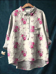 Elise | Klassisches Blumenshirt im Chemisier-Stil