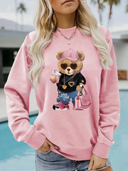 Damen Sweatshirt mit einzigartigem Cartoon-Bären-Motiv und modischem Schriftzug