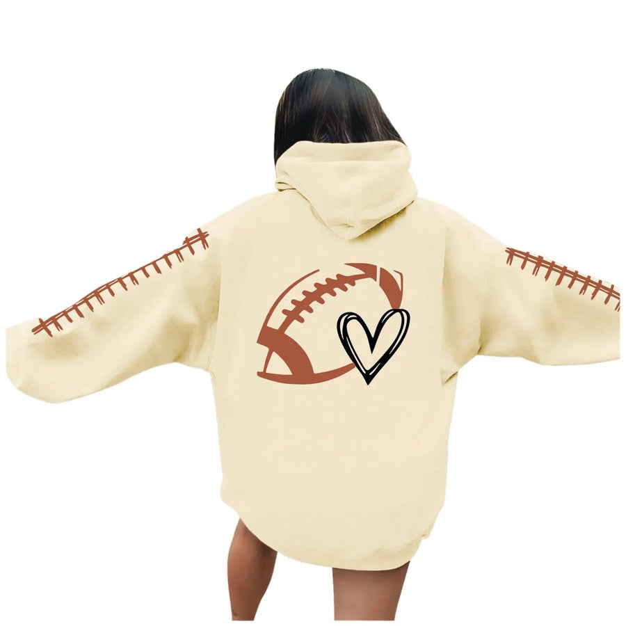Damen Kapuzenpullover mit kreative Football-Motiv und lässigen Schnitt