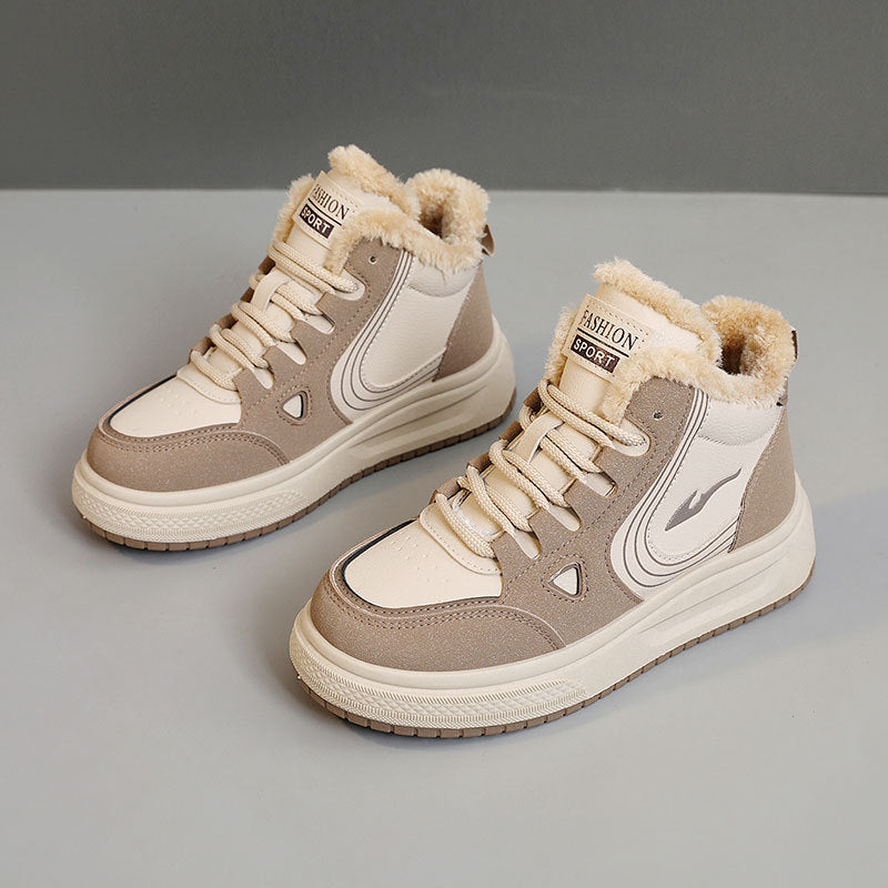Damen modische High-Top Sneakers mit kuscheligem Fleecefutter und rutschfester Sohle