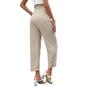 Damen elegante Locker sitzende Hose mit Taillenbindung