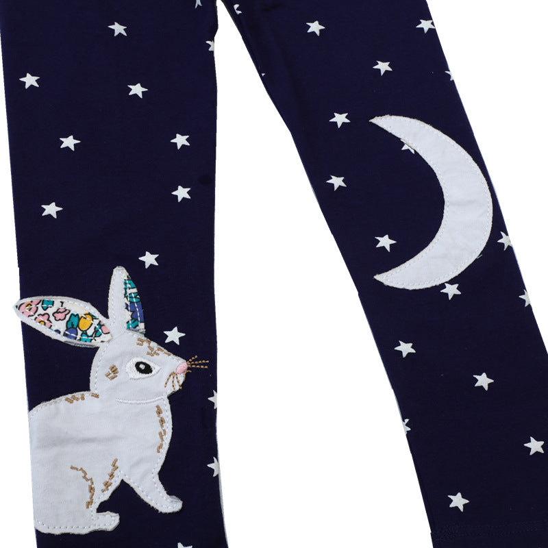 Mädchen Leggings mit verspieltem Hasen- und Sternenmotiv Drune