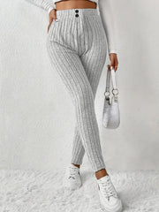 Damen Hochtaillierte Rippstrickleggings