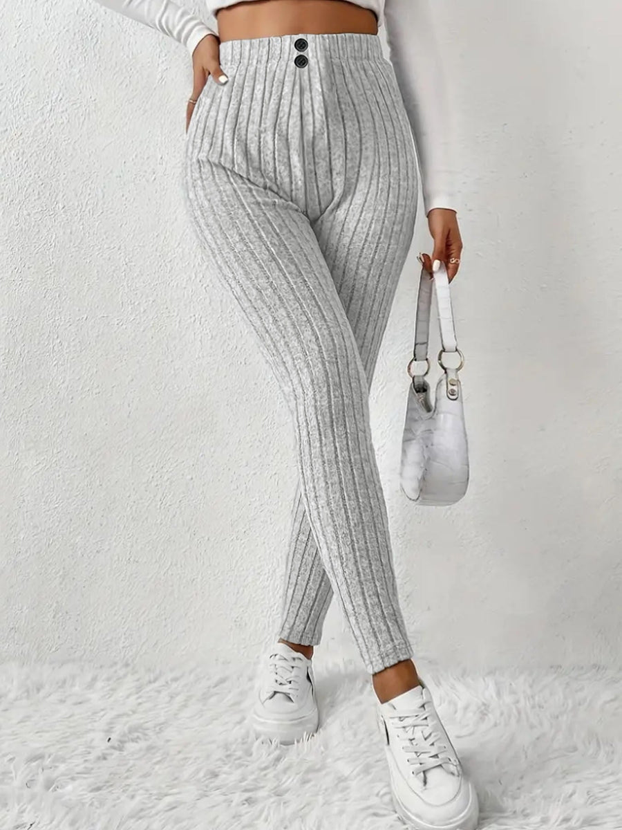 Damen Hochtaillierte Rippstrickleggings