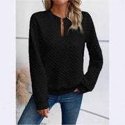 Damen Sweatshirt mit strukturiertem Steppdesign und modischem Ausschnitt