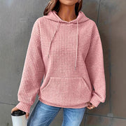 Damen Kapuzenpullover im strukturierten Waffelmuster mit seitlichen Eingrifftaschen